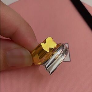 Tous Two tone bear and heart ring size 8